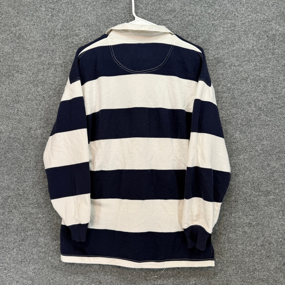 Aerie Rugby Sweatshirt Womens XS Blue Striped Oversized Coastal Pullover Fleece - Picture 10 of 11